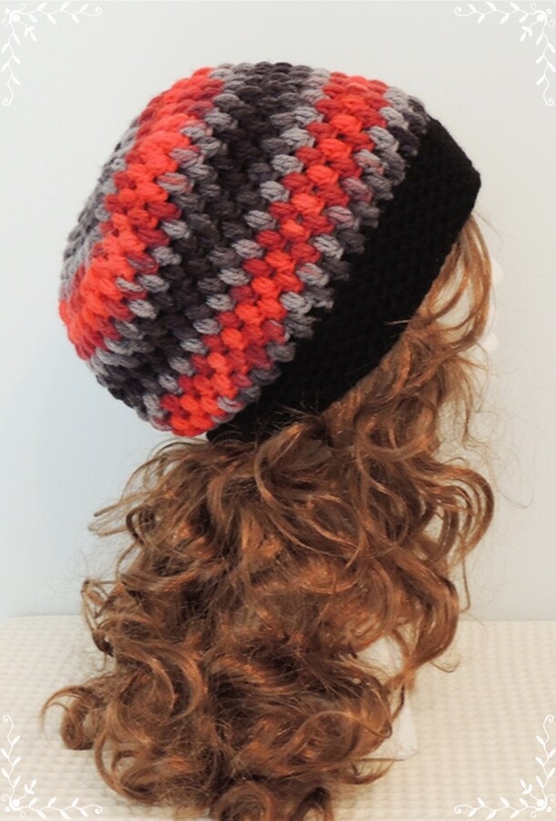 Etsy Hand Crocheted Wool Blend Slouchy Beanie Adult Winter Hat