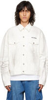 Thumbnail for your product : we11done White Dirty Wash Trucker Denim Jacket