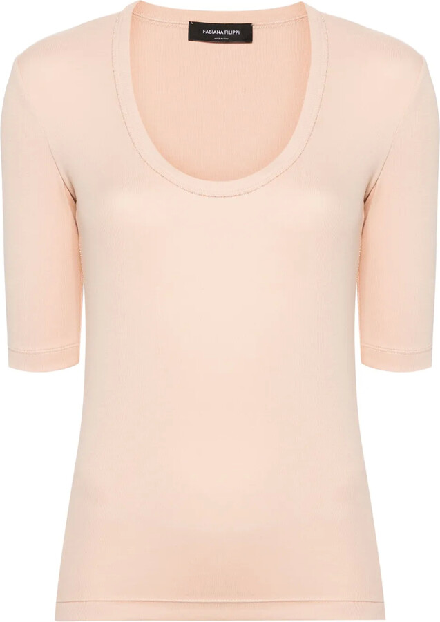 Fabiana Filippi Beaded-Trim Stretch-Cotton Top