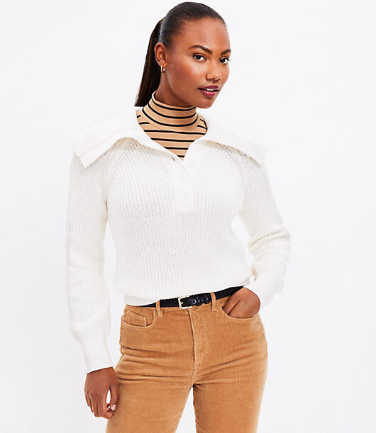 LOFT Ribbed Collared Sweater - ShopStyle