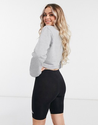 Ellesse Cropped Sweatshirt And Legging Short Set In Gray/Black