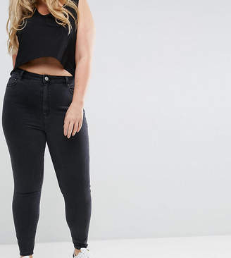 ASOS Curve DESIGN Curve Ridley high waisted skinny jeans in washed black
