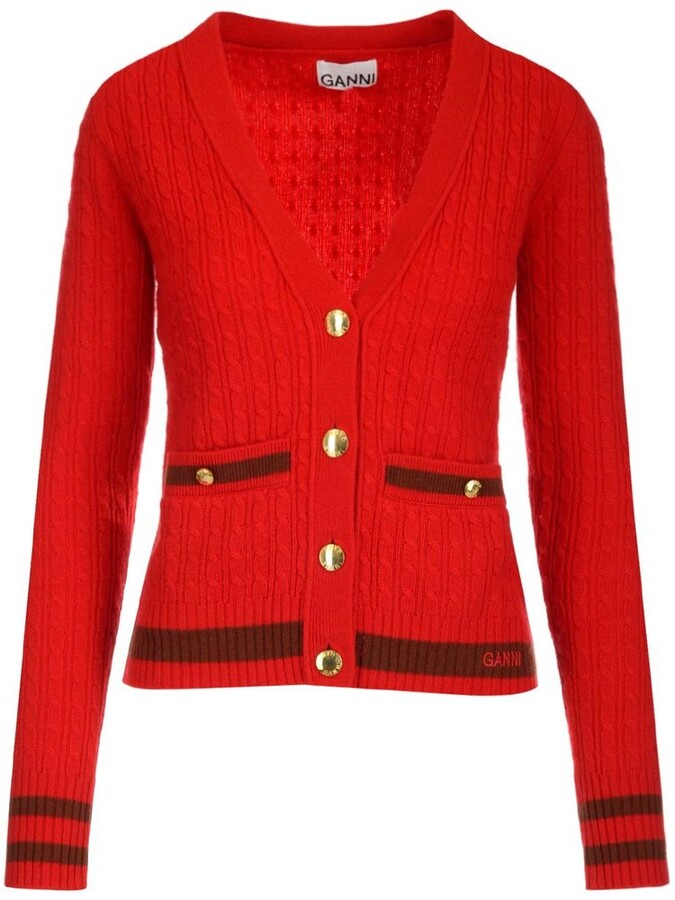 Red Cable Knit Cardigan | Shop The Largest Collection | ShopStyle