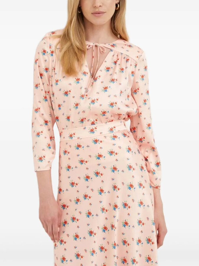 Notes du Nord Floral-Print Tie-Neck Top