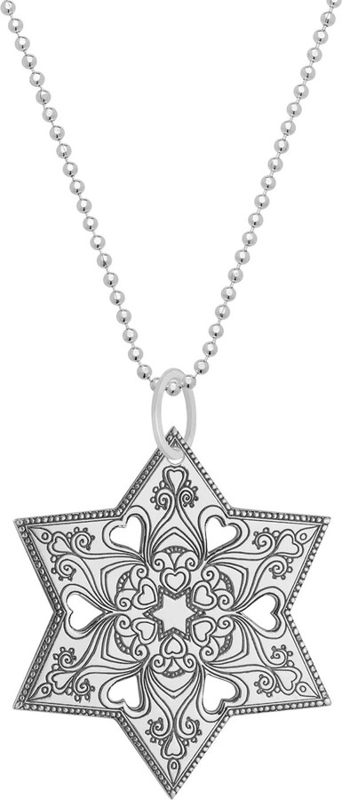 Cartergore Medium Silver Mandala Star Pendant Necklace