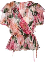 Thumbnail for your product : Dolce & Gabbana Floral silk chiffon wrap top