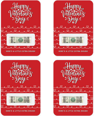 Koyal Wholesale 4Pk Valentine Money Holders, Here’S A Little Extra Dough, 5X7