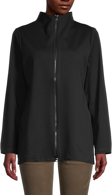 eileen fisher stand collar jacket