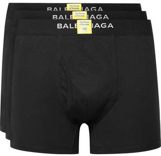Balenciaga Three-Pack Cotton Boxer Briefs - Men - Black