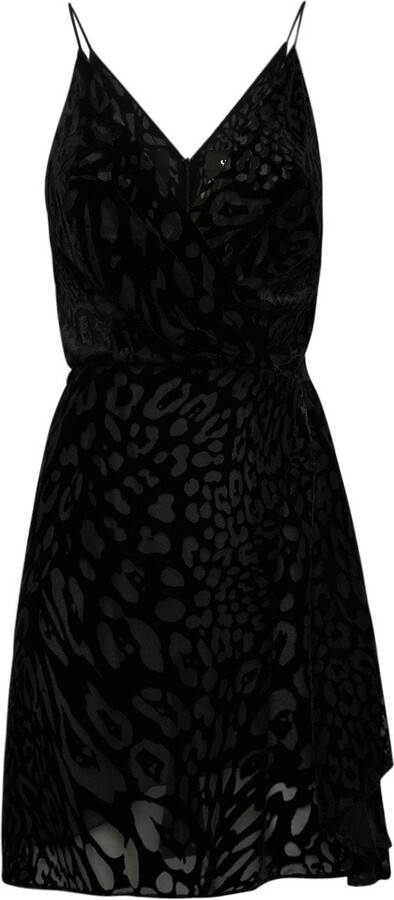 Sveta Milano Black Nancy Leopard-Pattern Velvet Dress