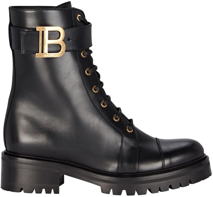 Balmain Ranger Leather Combat Boots - ShopStyle