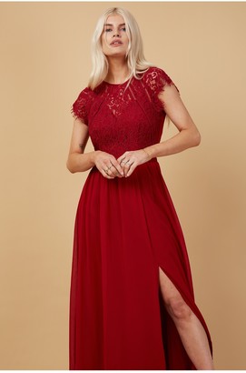 Little Mistress Bridesmaid Sonja Red Lace Maxi Dress