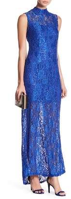 Marina Sleeveless Lace Sequin Gown