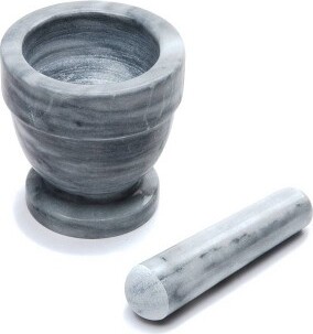 2pc Marble Mortar and Pestle White - Fox Run: 4" Diameter, Hand Wash, 3.2 lbs, Pinch Bowls, Spot Clean, Marble Bowl