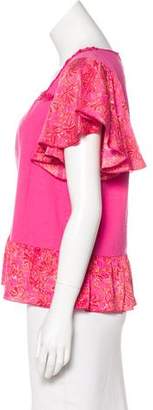 Anna Sui Silk-Trimmed Short Sleeve Top