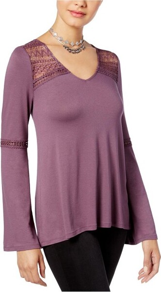 Hippie Rose HippieRoseWomensBellSleeveBasicT-Shirt,lilac,X-Large
