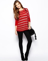 Thumbnail for your product : Lovestruck Selena Fluffy Sweater with Metallic Stripes