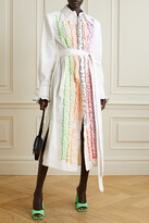 Thumbnail for your product : Christopher John Rogers Ruffled Cotton-poplin Midi Shirt Dress - White