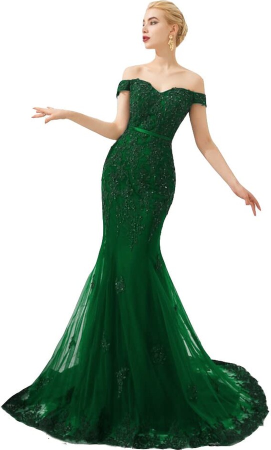 TSxuelian Women's Off Shoulder Lace Mermaid Prom Dress Sweetheart Neck