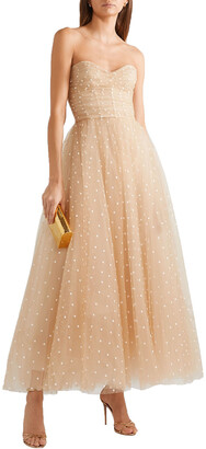 Monique Lhuillier Embroidered Tulle Gown