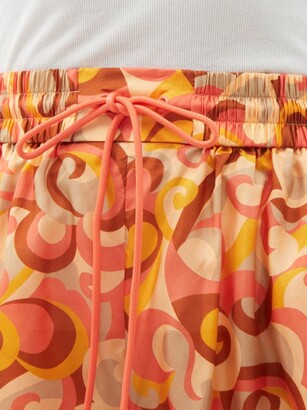 Zimmermann Mae Swirl-print Silk Shorts - Orange Print