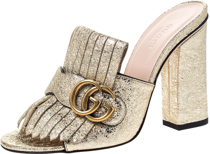 gucci gold marmont mules
