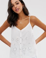 Thumbnail for your product : Stradivarius broderie cami in white