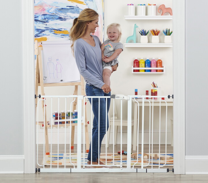 Regalo 56 Inch Extra Wide Walk-Through Baby Safety Gate, White