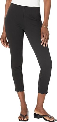 Lysse Scallop Edge Denim Leggings (Black) Women's Casual Pants