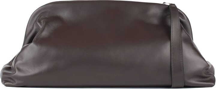 Alberta Ferretti Brown Nappa Leather Maxi Clutch