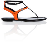 Thumbnail for your product : Ralph Lauren Collection Black/Cruise Orange Leather Sandals