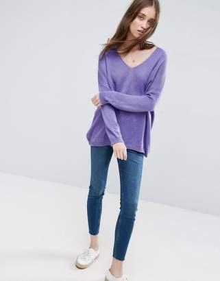 ASOS Sweater In Sheer Knit With V Neck