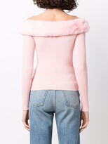 Thumbnail for your product : Blumarine Fur Collar Off Shoulder Jumper