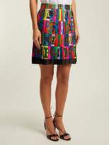 Thumbnail for your product : Versace Alphabet Print Pleated Silk Twill Skirt - Womens - Multi