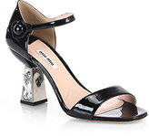 Thumbnail for your product : Miu Miu Patent Leather Jeweled-Heel Sandals