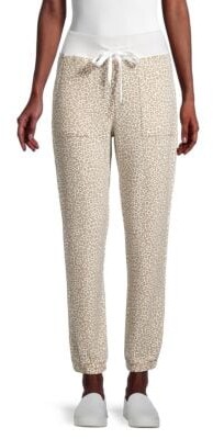 Snow Leopard-Print Knit Pants