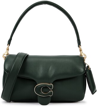 dark green leather crossbody bolsa