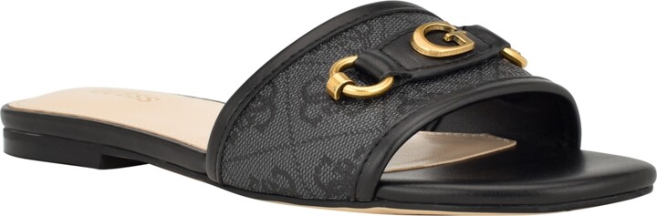 GUESS Women's Hammi One Band with Logo and Hardware Flat Sandals