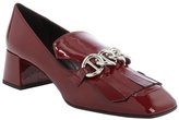 Thumbnail for your product : Prada bordeaux patent leather tassel and chain detail heel loafers