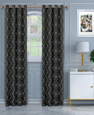 Superior Soft Quality Woven, Imperial Trellis Blackout Thermal Grommet Curtain Panel Pair, Set of 2, 52" x 84"