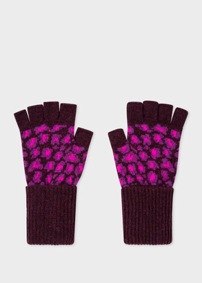 Paul Smith Women's Neon Pink 'Leopard' Fingerless Gloves
