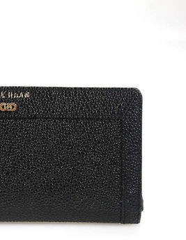 Cole Haan Black Pebbled Leather Button Clutch Handbag