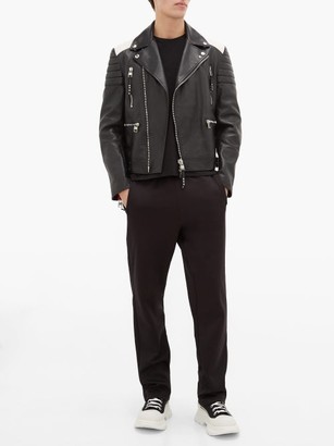 Alexander McQueen Quilted-panel Leather Biker Jacket - Black White