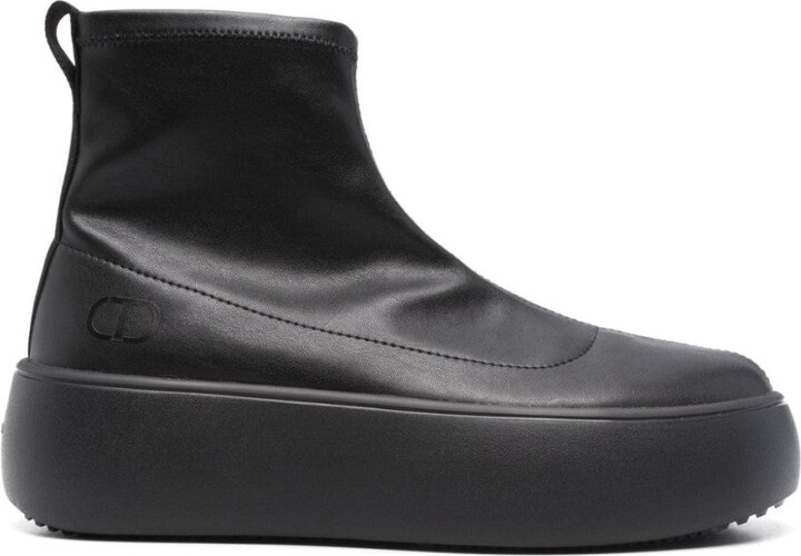 Twin-Set Black Ankle Boots With Elevated Platform Sole