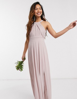 TFNC bridesmaid exclusive pleated maxi dress in pink