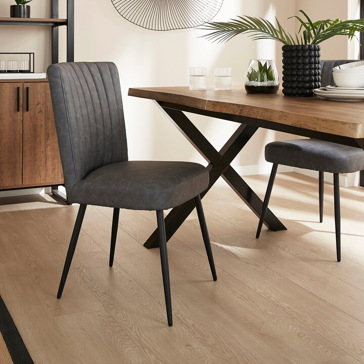 Dunelm Taylor Dining Chair, Faux Leather Faux Leather Grey ShopStyle