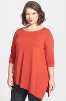 Thumbnail for your product : Eileen Fisher Bateau Neck Asymmetrical Jersey Tunic (Plus Size)