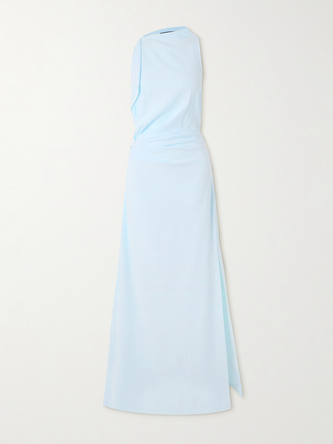 Proenza Schouler Devyn Draped Pleated Crepe Maxi Dress - Blue