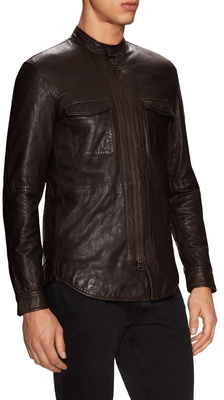 John Varvatos Leather Shirt Jacket