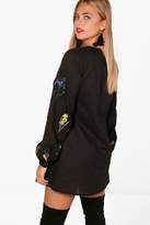 Thumbnail for your product : boohoo Embroidered Sleeve Shift Dress